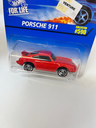Porsche 911 #590 * RED w/ Razor Rims * Hot Wheels Blue Card