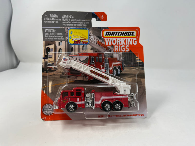 Pierce Velocity Aerial Platform Fire Truck * Matchbox Working Rigs