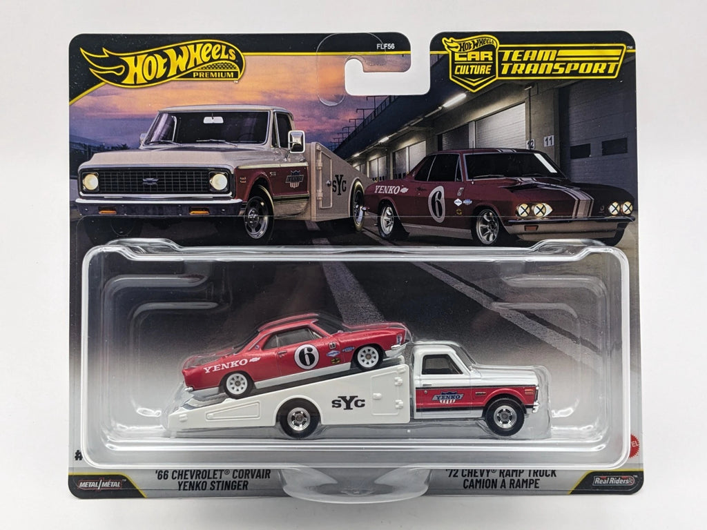 66 Corvair Yenko & 72 Chevy Ramp Truck #91 * Hot Wheels Team