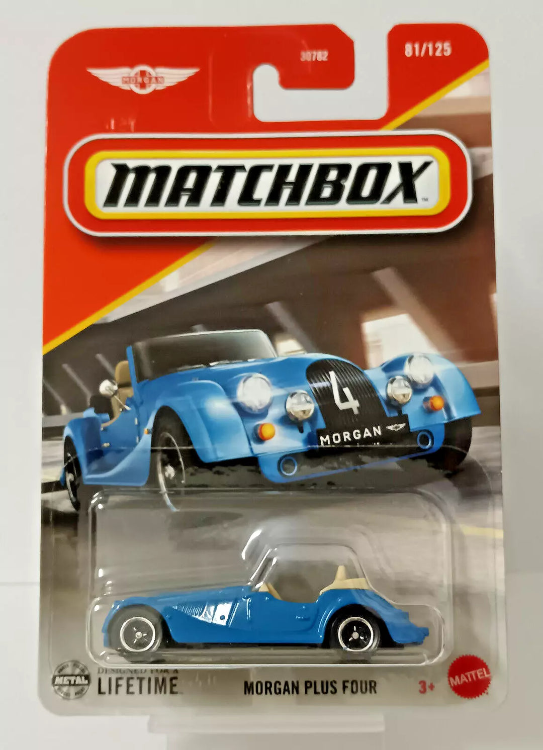 Morgan Plus Four #81 * Blue * 2025 Matchbox Basic Case E