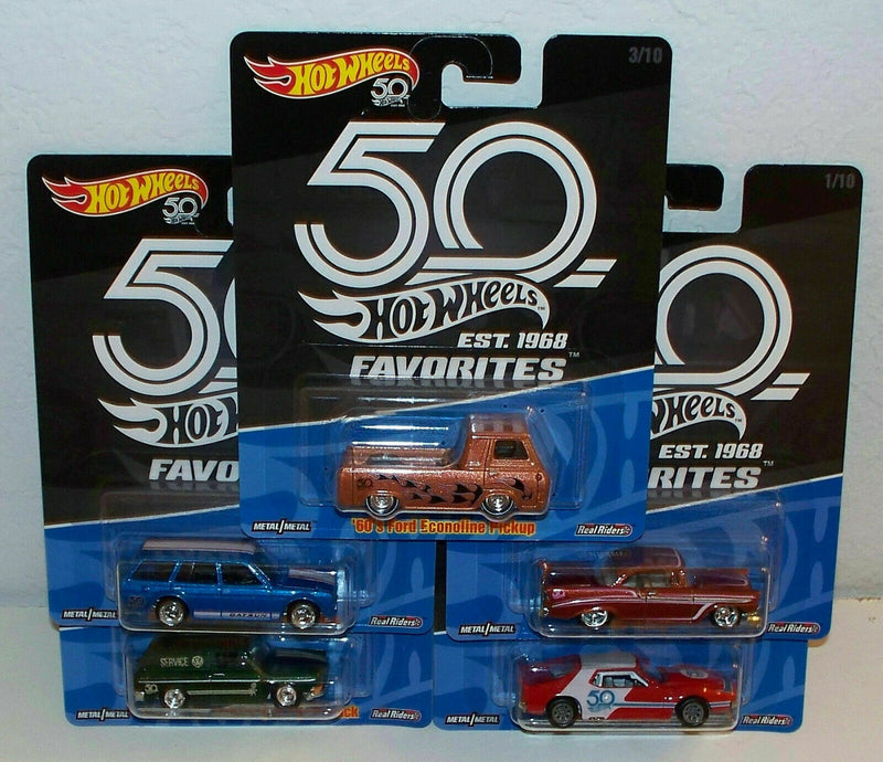 Complete 5 Car Set * Hot Wheels 50th Anniversary Favorites Case A
