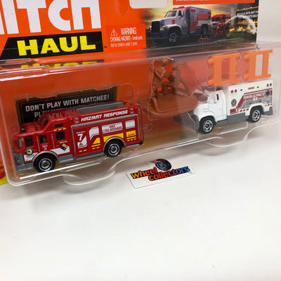 Fire Rescue Set w/ RED Firefighters * 2022 Matchbox Hitch & Haul Case D