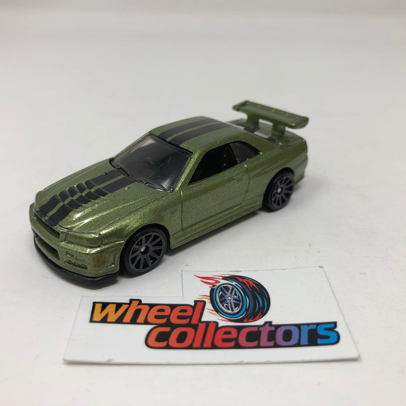 Nissan Skyline GT-R (BNR34) * Green * Hot Wheels Loose 1:64 Scale