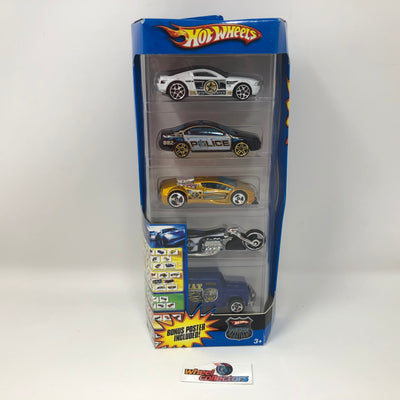 Police Pack w/ Poster * Gift Pack 5-Pack * 2007 Hot Wheels