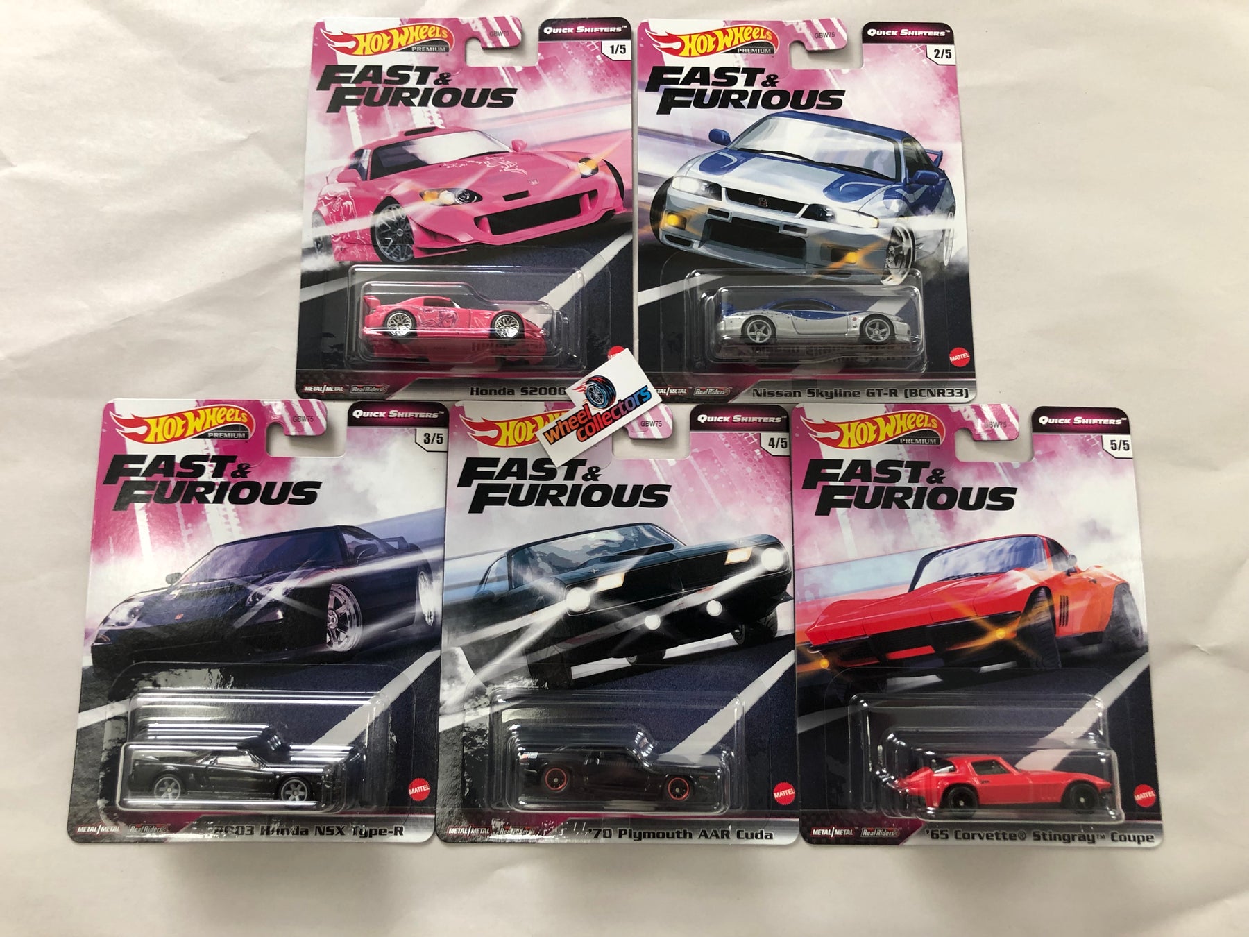 5 Car Set * Hot Wheels Fast & Furious Quick Shifters 