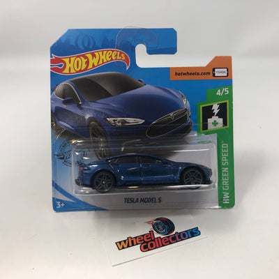 Short Card * Tesla Model S #226* Blue * 2019 Hot Wheels