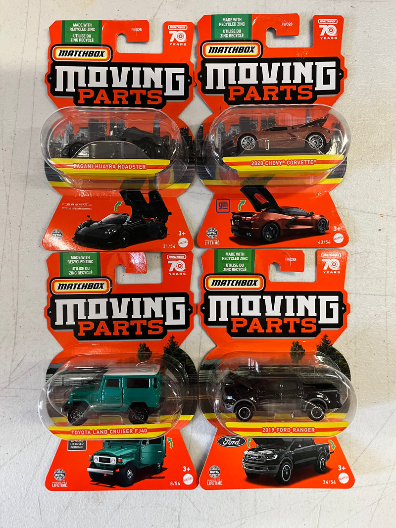 Complete 4 Car Set Case B * 2023 Matchbox Moving Parts w/ FJ40, Pagani
