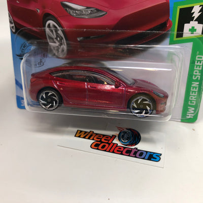 Short Card Tesla Model 3 * Red * 2019 Hot Wheels