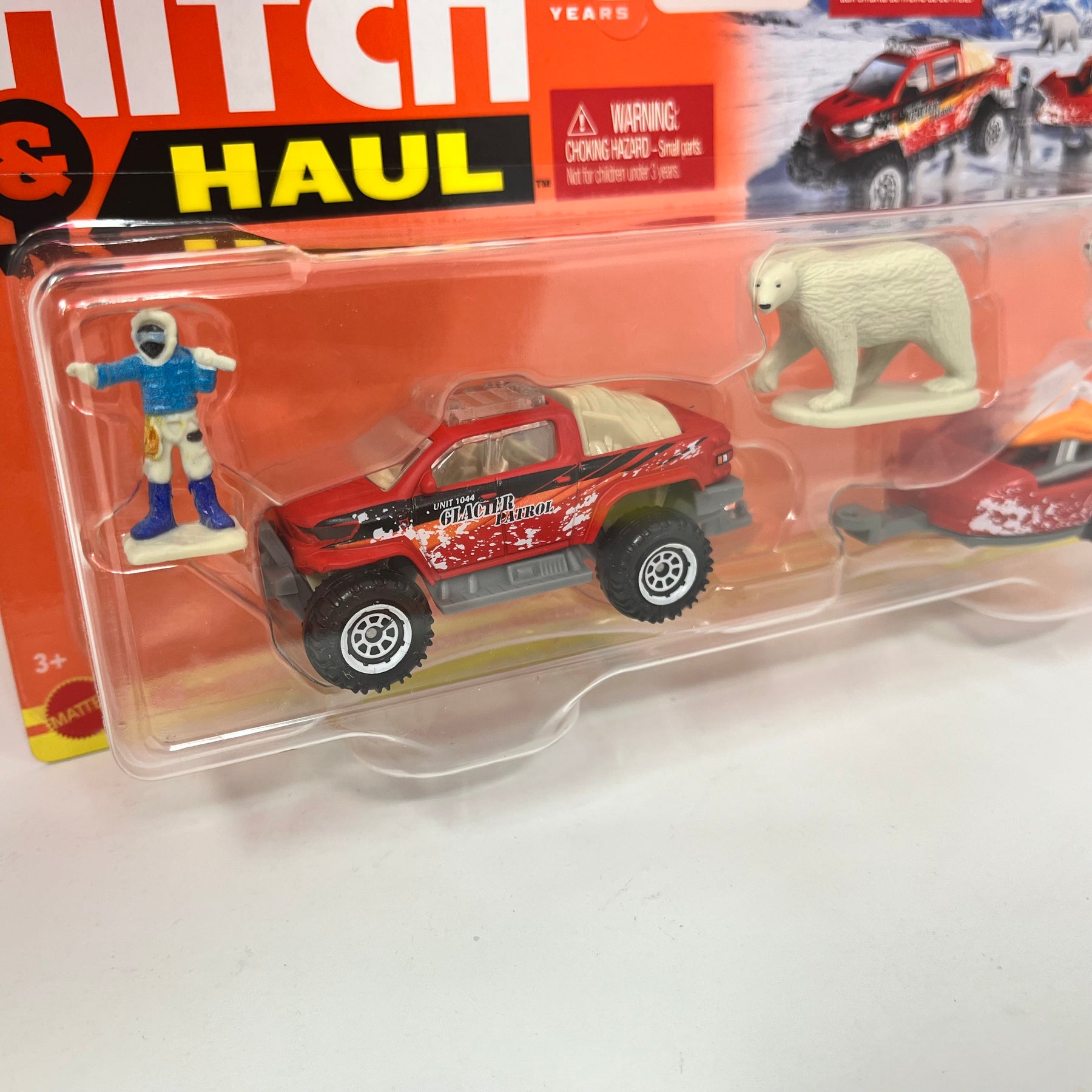 Snow Trasher/Snowmobile & Trailer Arctic Explorer * 2023 Matchbox Hitc